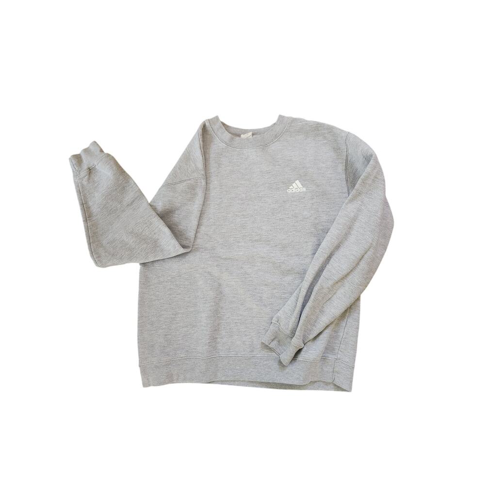 Adidas Gray Crewneck Sweatshirt Medium Athletic Pullover Minimalist